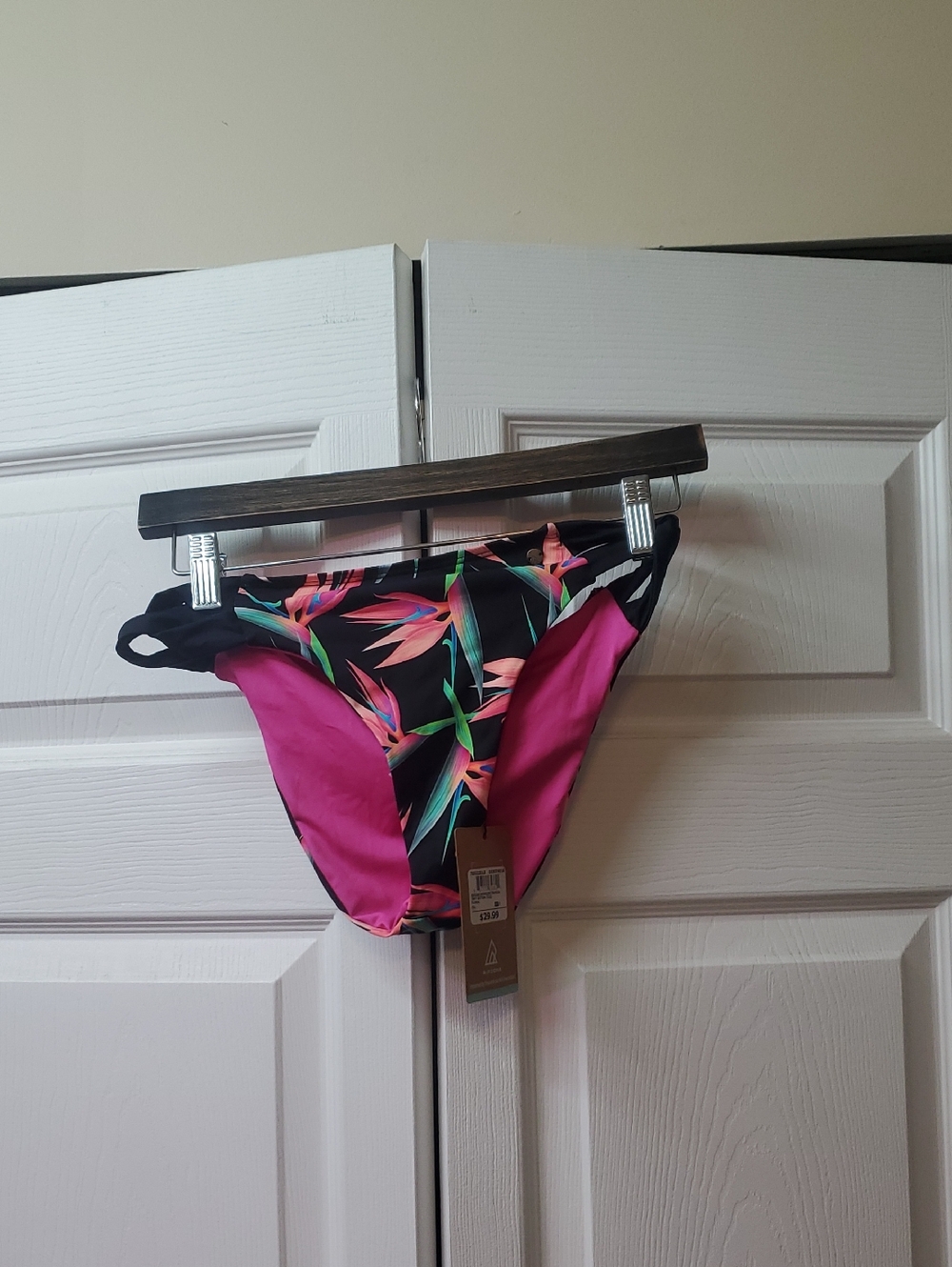 RipZone Tropical Floral Bikini Bottoms - Pink & Black Size Small NWT